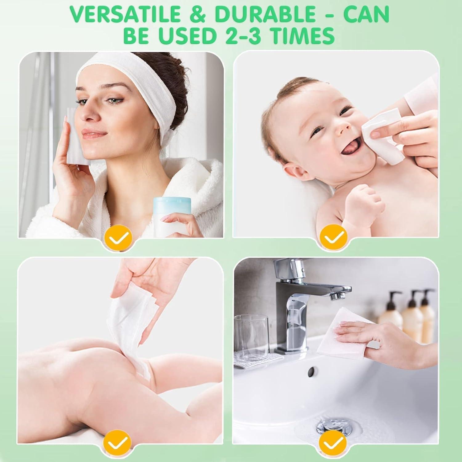Limitless Disposable Face Towel Facial Tissue Soft Cotton Facial Cotton Tissue Dry Face Wipes Face Cloths for Women, Ultra Soft CleanTowels for Washing Face, Makeup Removing, Pink
