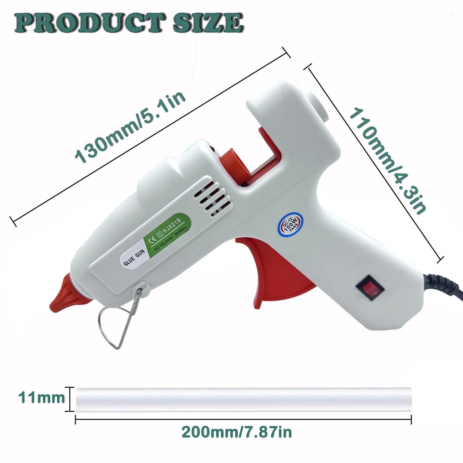 Limitless Hot Glue Gun, 100W Hot Melt Glue Gun with 20pcs 200mm x 11mm Hot Glue Sticks, for Art, DIY, Small Craft Projects and Daily Home Quick Repair