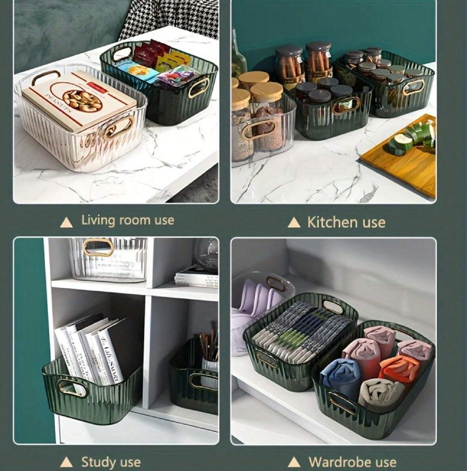 Limitless Desktop Storage Organizer with Handle, Ideal for Makeup, Jewelry, & Kitchen Essentials and Portable, Makeup Organizers Container, Cosmetics Jewelry Storage Basket