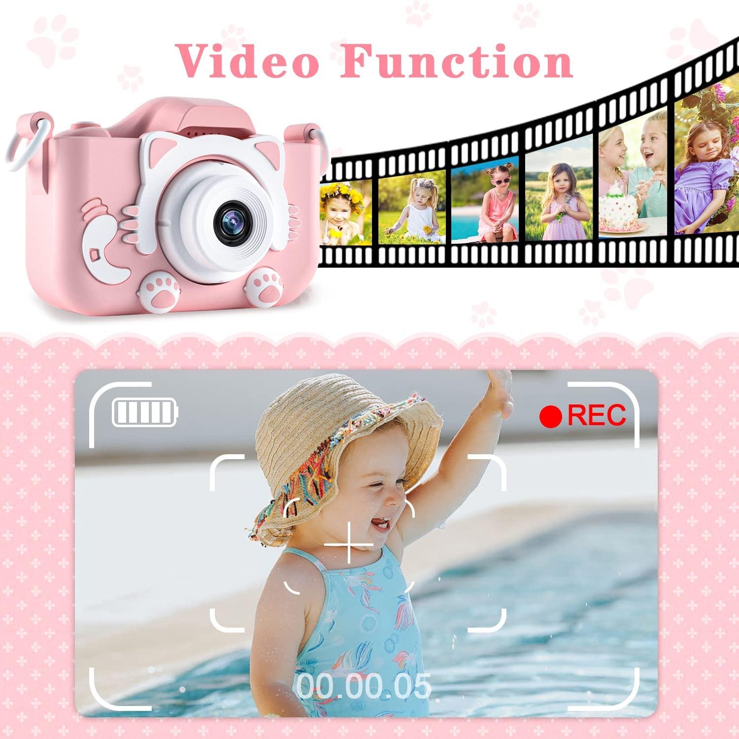 Limitless Kids Camera Toys for 6+ Year Old Boys/Girls, Kids Digital Camera for Toddler with 1080P Video, Chritmas Birthday Festival Gifts for Kids, Selfie Camera for Kids,(Pink)