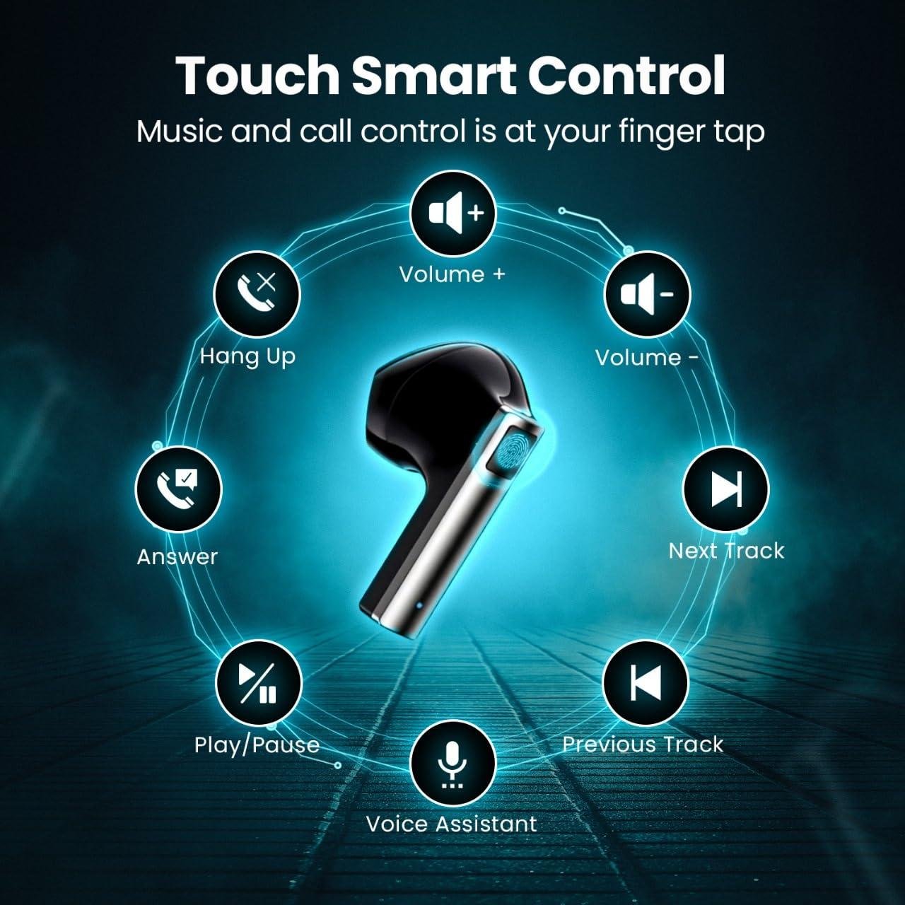 Wireless Earbuds Bluetooth V5.3, 13mm Bass, Stereo Sound, 5H Playtime, Fast Charging