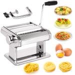 Stainless Steel Pasta Maker Machine, 7 Adjustable Thickness Settings Noodles Maker with Washable Aluminum Alloy Rollers and Cutter, Perfect for Spaghetti, Fettuccini, Lasagna or Dumpling Skins