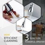 Kitchen Tap Spray Head, 360° Swivel Spout Faucet Extender 3 Modes, High Pressure Water Faucet Sprayer Aerator Attachment, FM22 FM24 G1/2 Kitchen Sink Tap Nozzle Replacement Head with Adapters