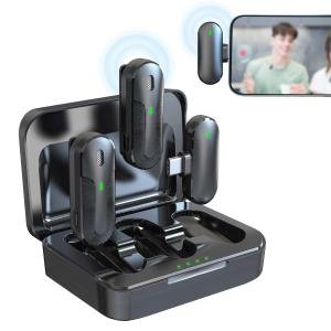 Technaxx Dual Wireless Mini Microphone Set TX-301 - 2 Wireless Lavalier Microphones with Intelligent Noise Cancellation, USB-C Receiver, Charging Case, Lapel Clip - Ideal for Podcasting & Recording