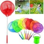 Limitless 2PC Stainless Steel Telescopic Fishing Net 5 Sections, Frame Handle Extensible Net for Bird Fish Catch Release,Compact Fish Net for Kids and Adults, Extendable, Durable & Efficient, Red