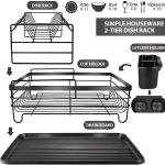 S2C Dish Rack Dish Drying Stand Dish Drainer Plate Rack Dish rake Kitchen Organizer Dish Drying Rack Countertop Large Antibacterial Kitchen Utensils Dish racks Dish Stand