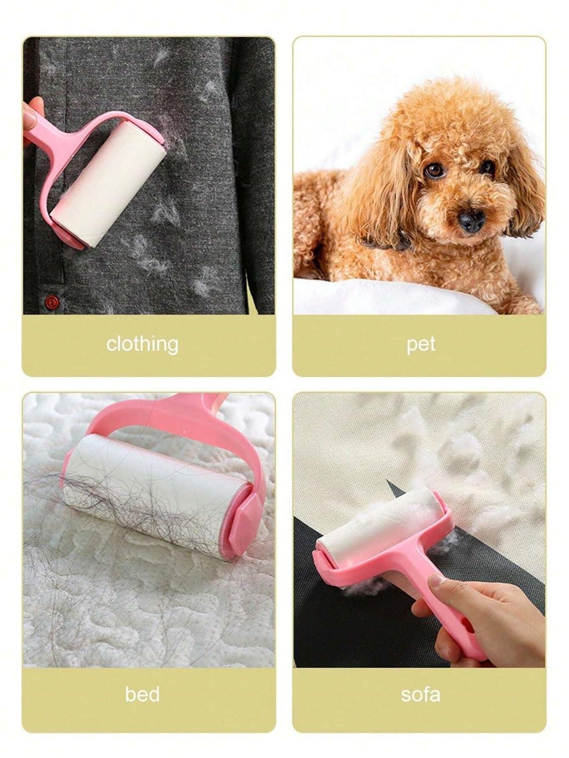 Limitless 2PC Lint Roller Kit – Ultimate Pet Hair & Dust Remover for Clothes, Carpets, & Car Seats, Suitable for Hair Clothes Carpet Car Seat Dust and Brush, Pink&White