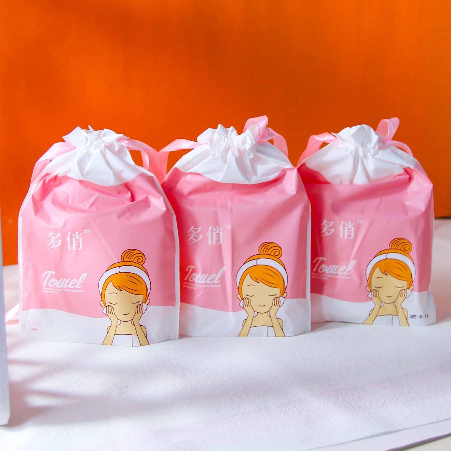 Limitless Disposable Face Towel Facial Tissue Soft Cotton Facial Cotton Tissue Dry Face Wipes Face Cloths for Women, Ultra Soft CleanTowels for Washing Face, Makeup Removing, Pink