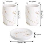 Limitless Bathroom Décor Set Countertop Accessories Set, White Marble Soap Dispenser.