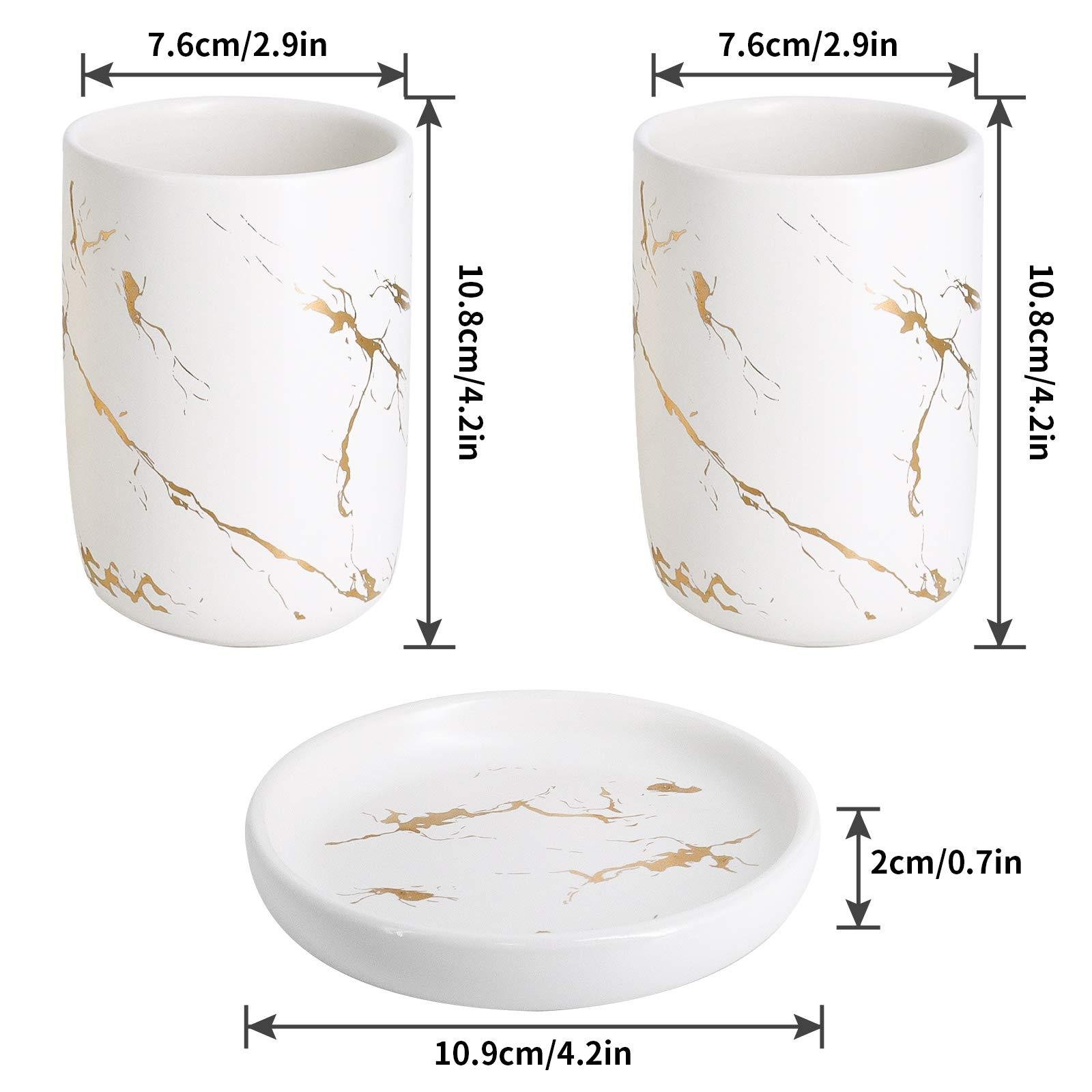 Limitless Bathroom Décor Set Countertop Accessories Set, White Marble Soap Dispenser.