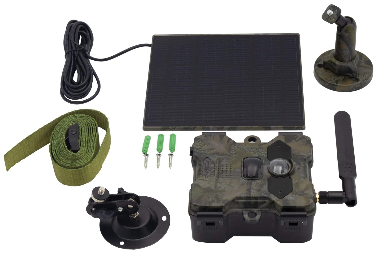 Technaxx 4G Wildcam TX-189 + 5W Solar Panel - 4MP FullHD Video Resolution, PIR Motion Detection up to 12m, 18000 mAh Battery Powered, Night Vision, 4G Mobile Network Connection, Viewing Angle 100°