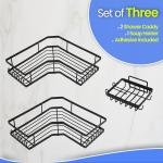 Shower Caddy 3 Pack, Adhesive Shower Organizer for Bathroom Storage & Kitchen, No Drilling, Large Capacity, Rustproof Stainless Steel Bathroom Organizer