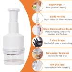 Food Chopper, Manual Vegetable Chopper, Fruit Chopper, Garlic Chopper, Hand Press Chopper for Onion, Garlic, Nut, Manual Food Chopper for Kitchen, Dishwasher Safe (White)