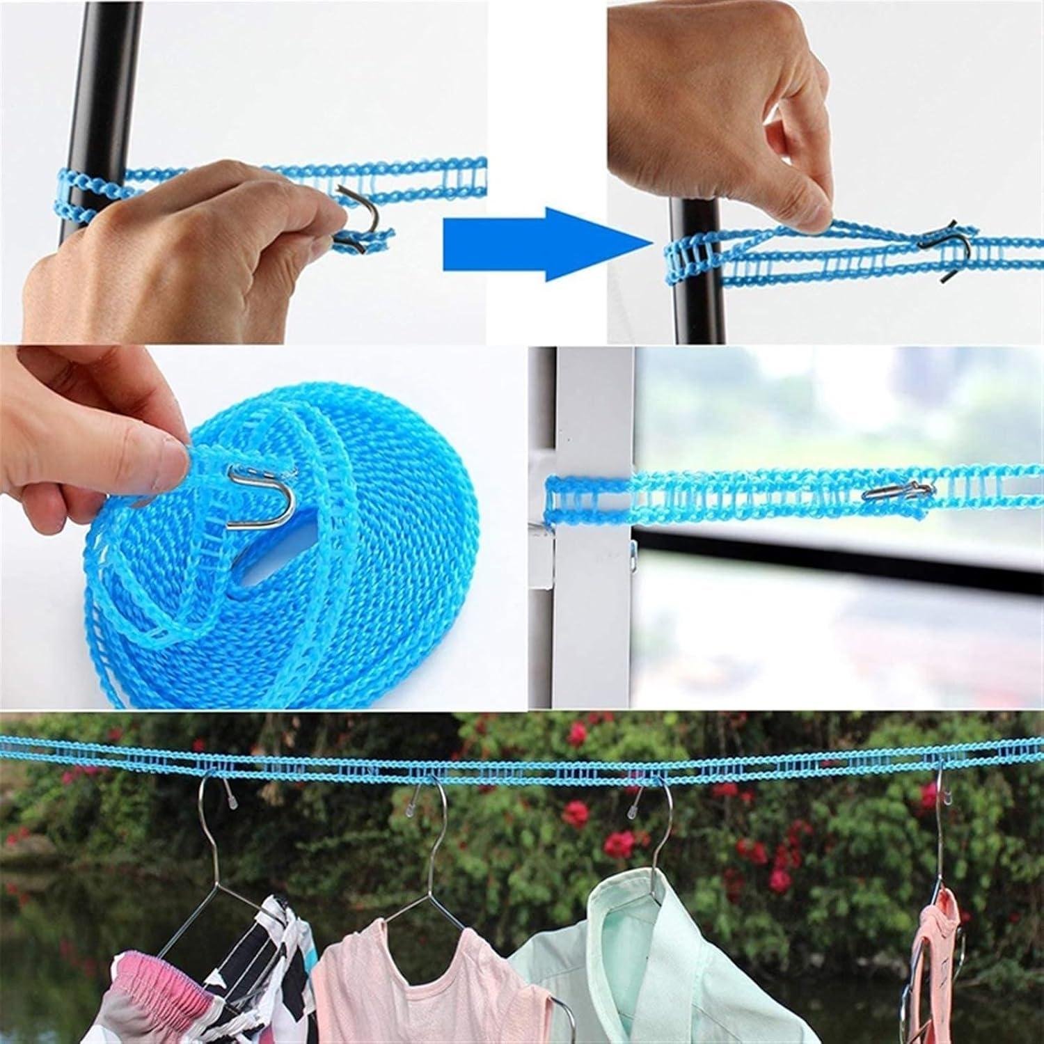 5M Windproof Reinforced Rope Weatherproof Outdoor Cord for Camping, Climbing, Blue