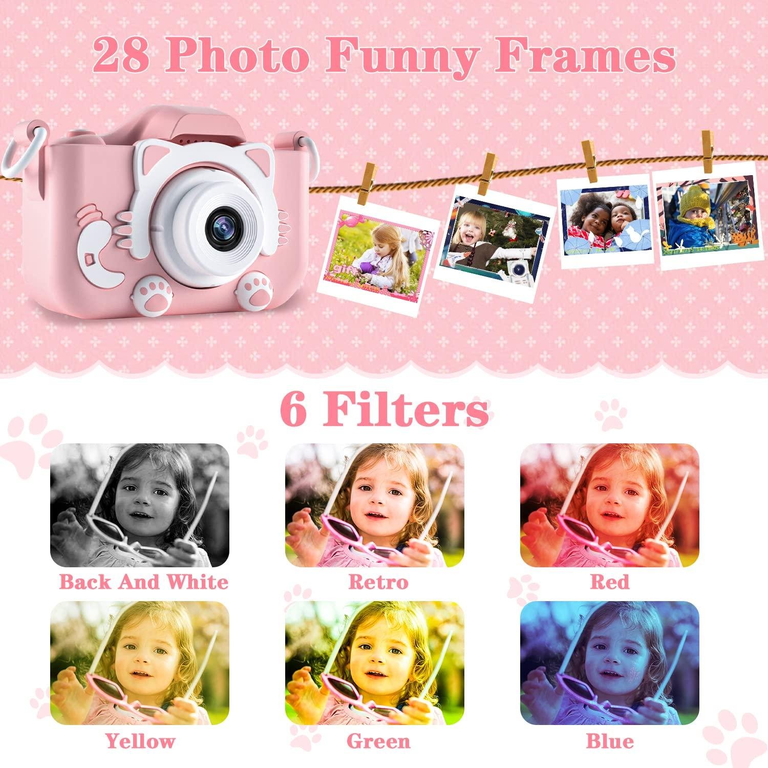 Limitless Kids Camera Toys for 6+ Year Old Boys/Girls, Kids Digital Camera for Toddler with 1080P Video, Chritmas Birthday Festival Gifts for Kids, Selfie Camera for Kids,(Pink)
