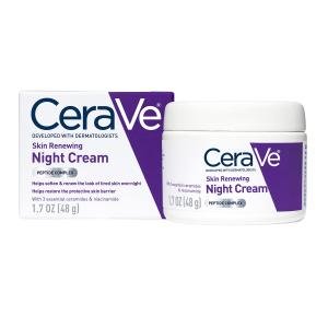 CeraVe Skin Renewing Night Cream | Niacinamide, Peptide Complex, and Hyaluronic Acid Moisturizer for Face | 1.7 Ounce