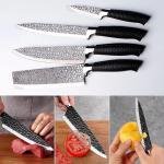 6PC Kitchen Knife Set RazorSharp Stainless Steel with Handle Include Peeler & Scissor