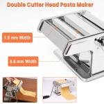 Stainless Steel Pasta Maker Machine, 7 Adjustable Thickness Settings Noodles Maker with Washable Aluminum Alloy Rollers and Cutter, Perfect for Spaghetti, Fettuccini, Lasagna or Dumpling Skins
