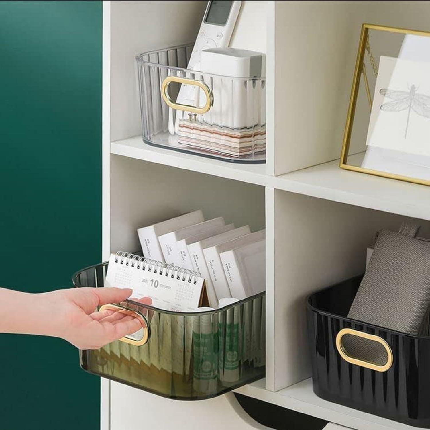 Limitless Desktop Storage Organizer with Handle, Ideal for Makeup, Jewelry, & Kitchen Essentials and Portable, Makeup Organizers Container, Cosmetics Jewelry Storage Basket