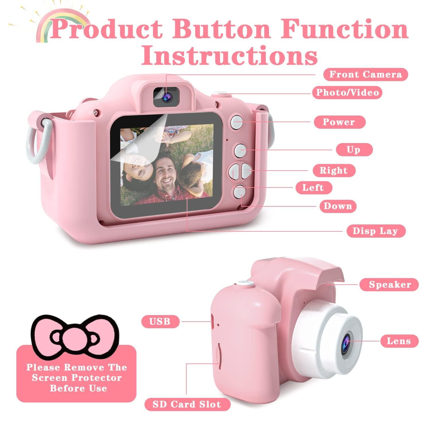 Limitless Kids Camera Toys for 6+ Year Old Boys/Girls, Kids Digital Camera for Toddler with 1080P Video, Chritmas Birthday Festival Gifts for Kids, Selfie Camera for Kids,(Pink)