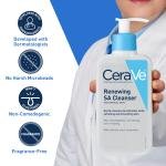 CeraVe SA Cleanser Salicylic Acid Face Wash with Hyaluronic Acid, Niacinamide & Ceramides BHA Exfoliant for Face 8 Ounce, multi, 8 Fl Oz (Pack of 1)