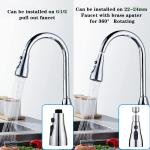 Kitchen Tap Spray Head, 360° Swivel Spout Faucet Extender 3 Modes, High Pressure Water Faucet Sprayer Aerator Attachment, FM22 FM24 G1/2 Kitchen Sink Tap Nozzle Replacement Head with Adapters