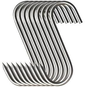 Limitless Stainless Steel Pointed S Hook Clothes Bags Towels Plants Hanging Rack Multi-function Kitchen Bedroom Railing S Hanger Hook, 10 Pieces (Pointed S Hook)