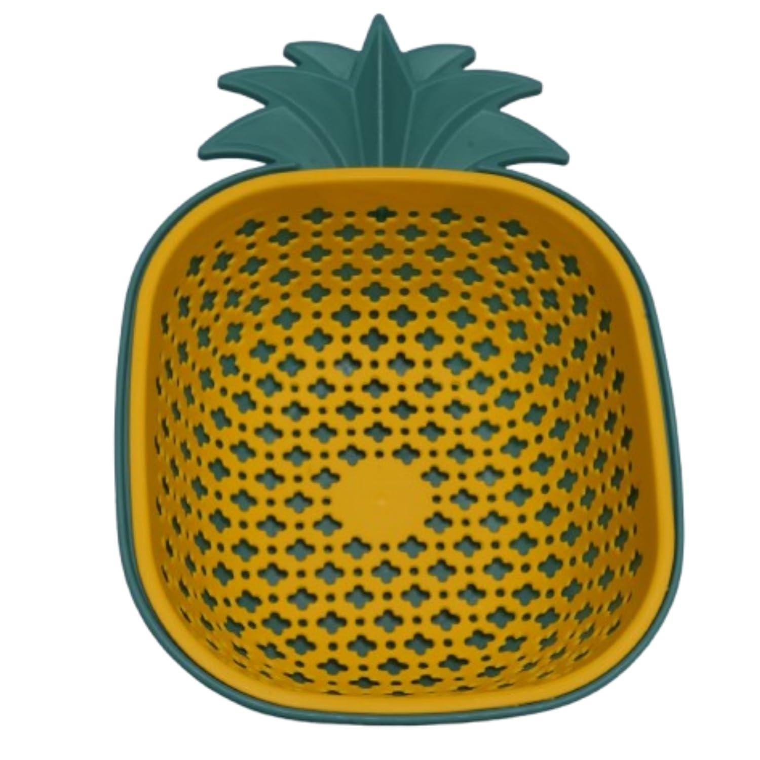 Limitless Double-Layer Pineapple Drain Basket, Stackable Soaking & Draining Solution for Fresh Fruits and Veggies, Effortless Washing, Easy to Clean | Multicolor
