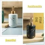 ELECDON Ceramics Soap Dispenser, White Marble Style, Refillable Hand Lotion, Dispenser for Shampoo, Body Wash, Disinfectant, Stylish Home Bath Décor, Bathroom Toilet Press Bottle (300ML White)