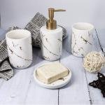 Limitless Bathroom Décor Set Countertop Accessories Set, White Marble Soap Dispenser.
