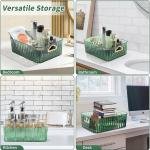 Vanity Organizer, Elegant Makeup Organizer with Handles, Spacious Design for Large Capacity Storage, Ideal for Skincare and Perfume on Your Dresser, Transparent Green for a Stylish Touch
