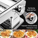 Stainless Steel Pasta Maker Machine, 7 Adjustable Thickness Settings Noodles Maker with Washable Aluminum Alloy Rollers and Cutter, Perfect for Spaghetti, Fettuccini, Lasagna or Dumpling Skins