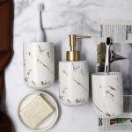 Limitless Bathroom Décor Set Countertop Accessories Set, White Marble Soap Dispenser.