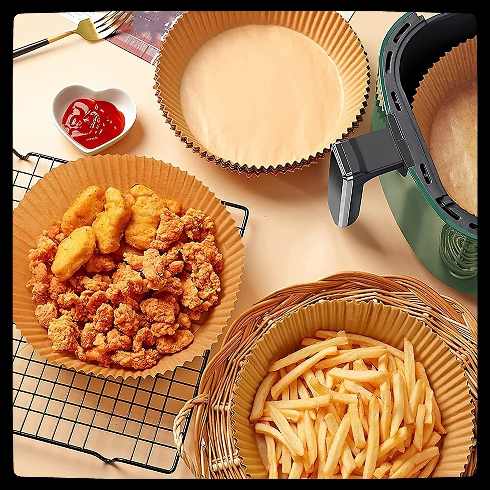 100PCS Air Fryer Disposable Paper Liner,non-stick Disposable Air Fryer Liners,paper Liners for Air Fryer Basket Oil-proof,Water-proof,Parchment for Baking Roasting Microwave