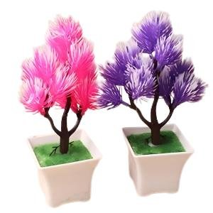 Limitless Pine Tree Miniature Landscape, Decorative Accents, Realistic & Durable, Office and Gifts, Mini Artificial Potted Plants Accessories for Home, Multi-Color