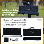 Technaxx 60 W Folding Solar Camping Table TX-252, Portable Monocrystalline Solar Panel Charger with 3 x USB Charging Ports, DC Output and Robust Design - Ideal for Camping and Outdoor Use