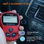 Technaxx Germany OBD2 Code Reader - OBD-II Car Diagnostic Tool for Proffesionals and Beginners - OBD Fault Code Scanner TX-184