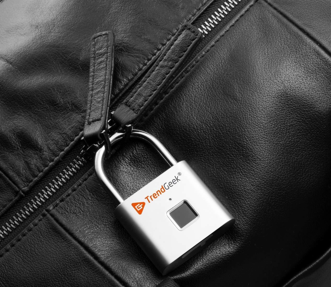 Technaxx TrendGeek TG-131 4910 Padlock 45 mm Silver Fingerprint Lock, Metallic