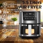 Airfryer 5.5L–Non-Stick bucket & Digital Temperature Control–The smart fryer Ideal for Frying, Grilling, Roasting, Baking, & Toasting Vegetables, French Fries, Meat & Fish (10 free paper liners)