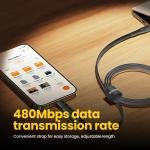 60W 2-in-1 Data Cable Multi Charging (60W C-C & 30W C-L) Fast Charging, 1.2M Braided
