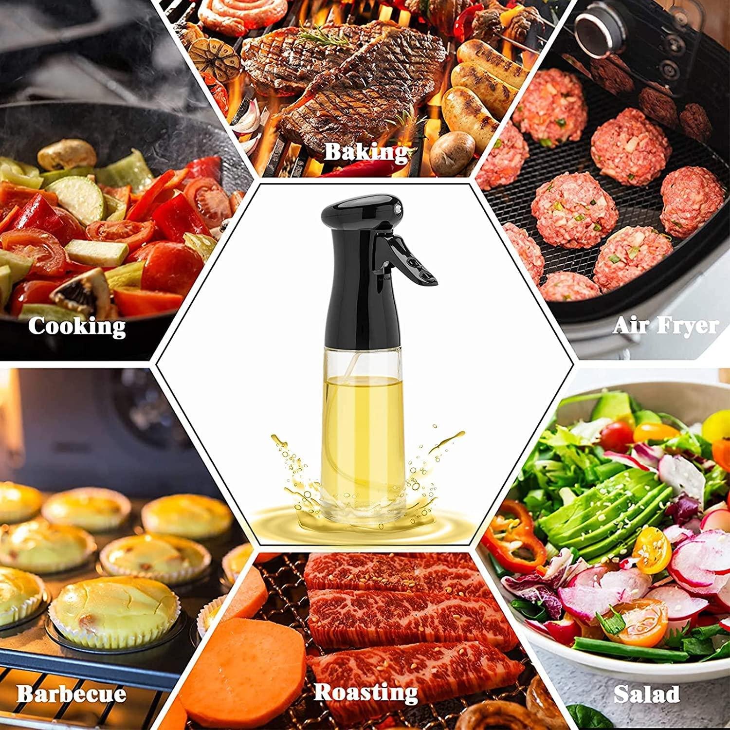 Oil Sprayer for Cooking, Food Grade Olive Oil Sprayer with 1 Silicone Basting Brush, 210ml Oil Mister, Premium Oil Bottle, Widely Used for Air Fryer, BBQ, Baking, Salad
