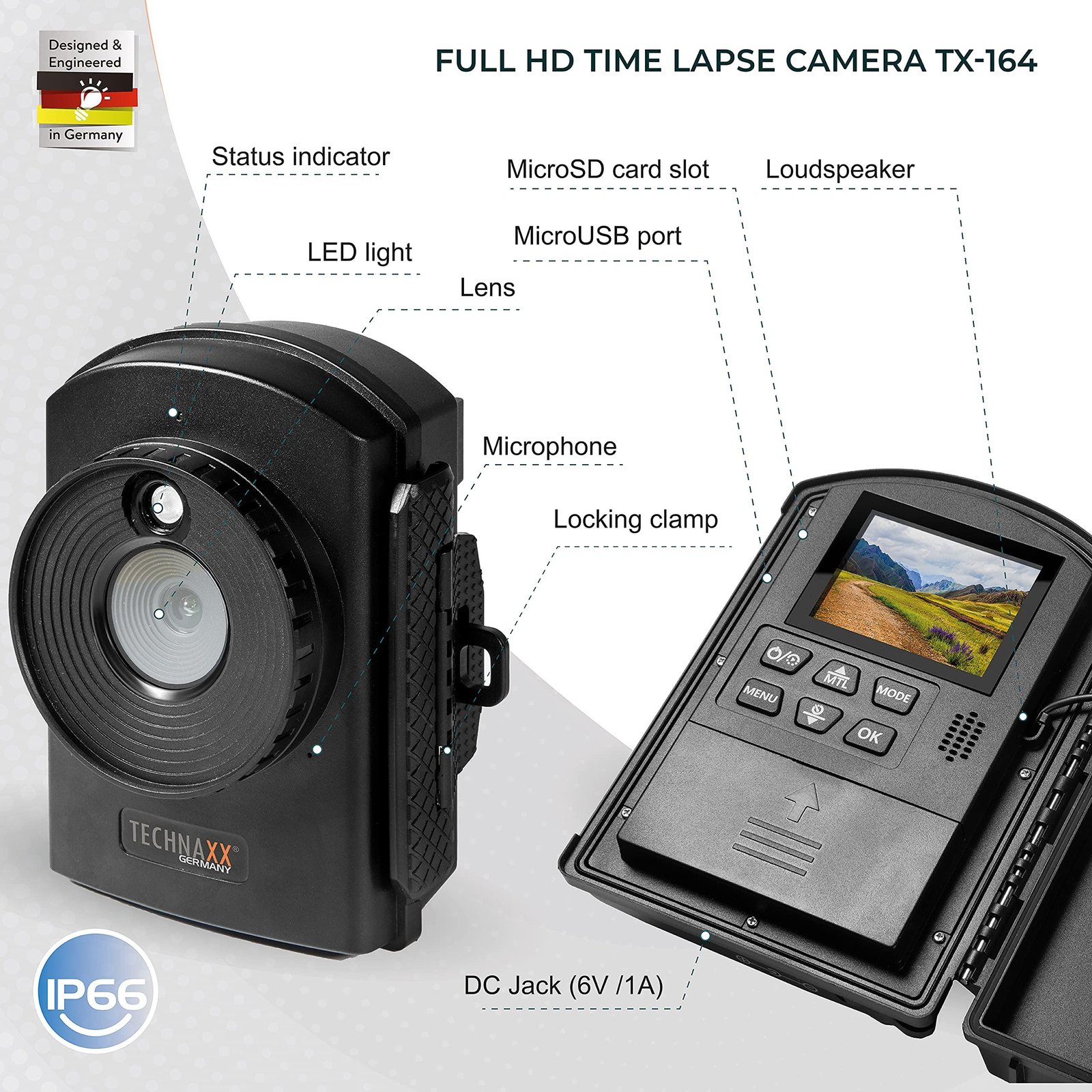 TECHNAXX Full HD Time Lapse Camera TX-164 - Ideal for Time Lapse Recordings of constructions Sites, House Building, Plant Growth (Garden, Orchard), Outdoor Shots, Security Monitoring, etc.