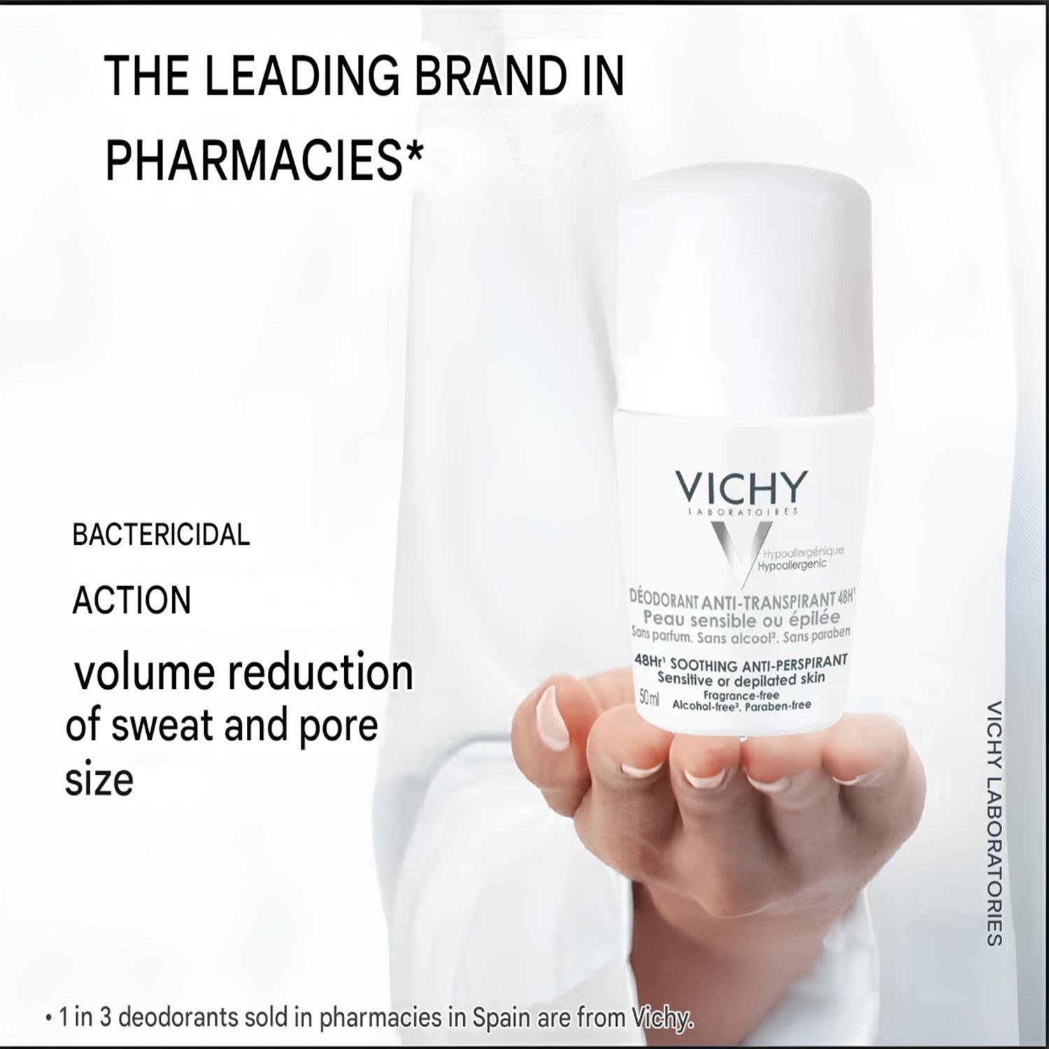 Vichy Deodorant Roll-On Sensitive Anti-Translucent 48h Double Pack of 2 x 50 ml