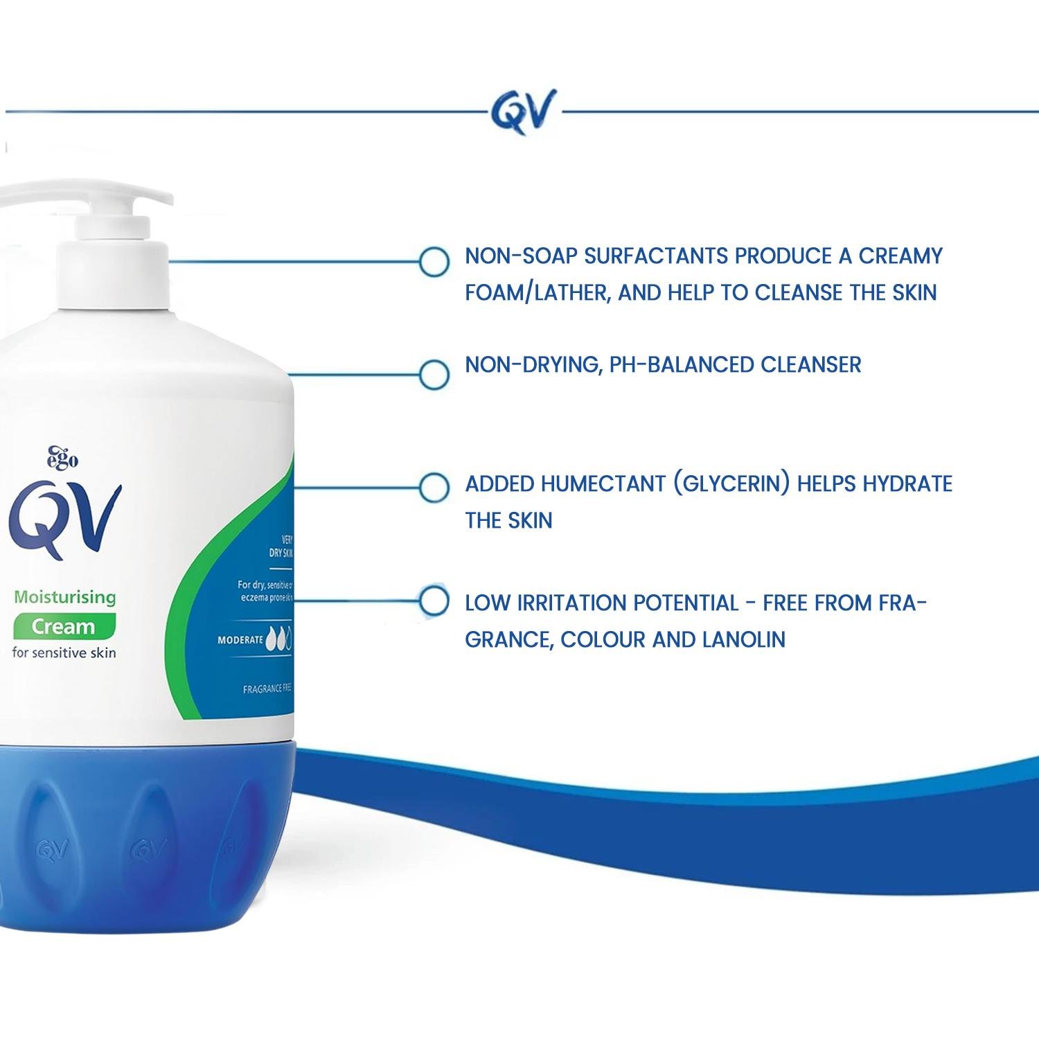 QV Cream with Glycerin - 1kg Pump, 24 Hour Moisturisation, Ideal for Dry Skin Conditions, such as Eczema, Psoriasis and Dermatitis